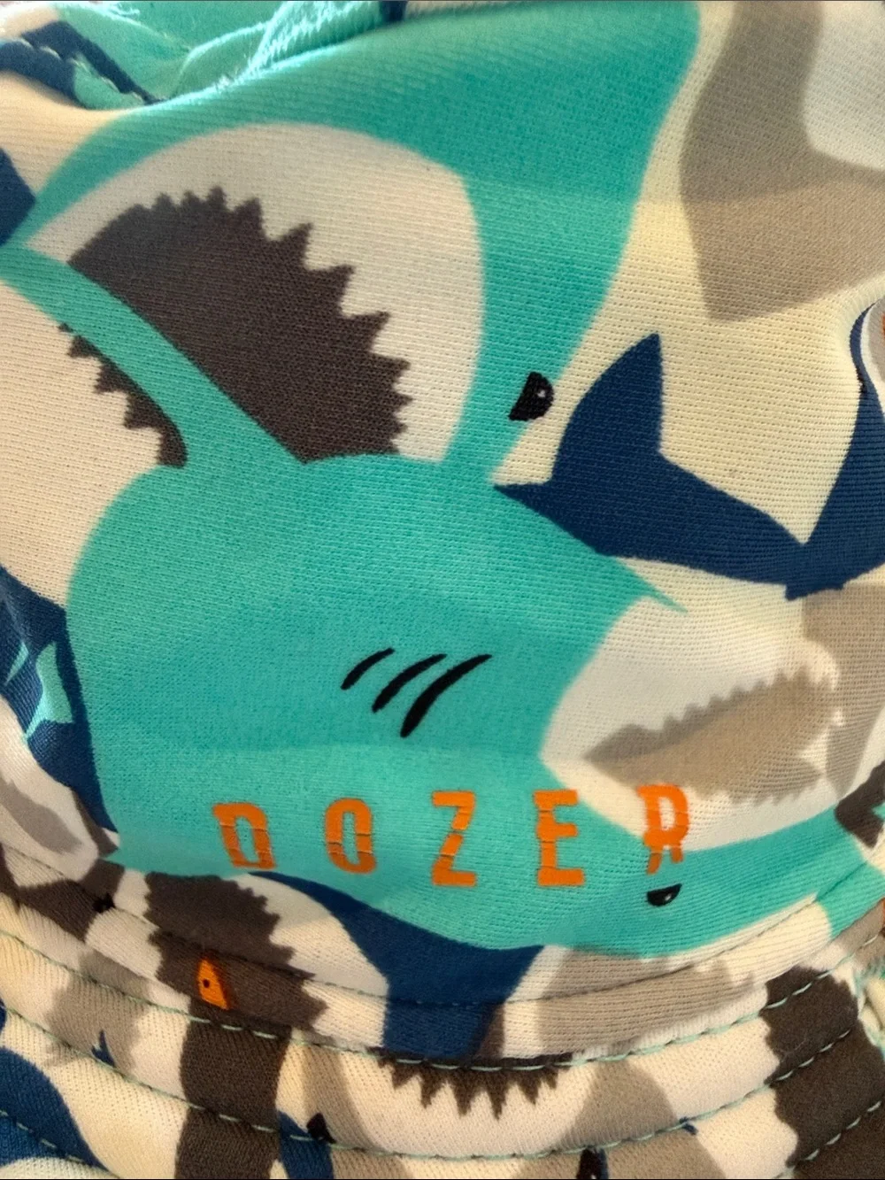 Kids Shark Print Sun Hat - Teal, Navy & Gray
